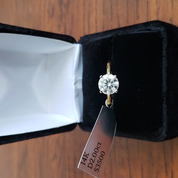 $3500 2Ct 14k Yellow & White Gold Round Moissanite Diamond - Picture 5 of 15